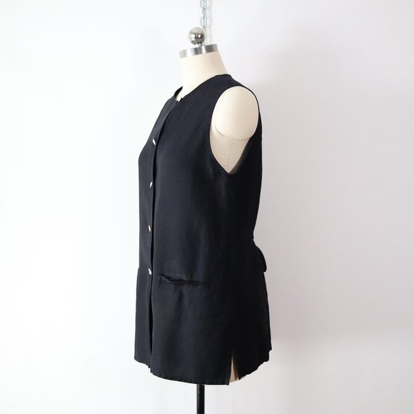 ❌SOLD❌vintage black linen lagenlook tunic top - Picture 3 of 7